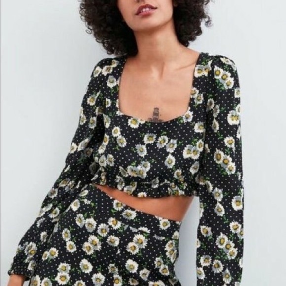ZARA Daisy Floral Spotted Cropped Top - Picture 5 of 10